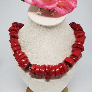 Vintage Large Graduated Red Coral Beaded Necklace Sterling Clasp 168 grams